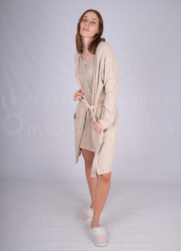 Imagen 3 de 4 de Bata Mujer Cruzada Waffle Soft Super Comoda Y Suave Saida