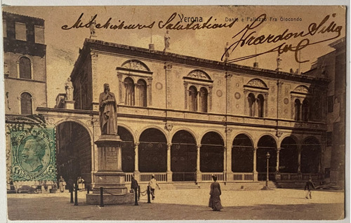 Antigua Postal, Palacio, Circa 1900, Verona, Italia, 4p012