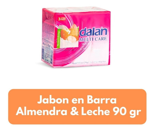 Imagen 1 de 3 de Jabón En Barra Dalan Almendra & Milk 3pack Bulto24 Und 90gr 