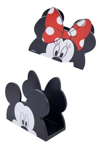 Porta Guardanapo Madeira Mickey & Minnie - Disney Licenciado Cor Preto Nome Do Desenho Mickey Mouse