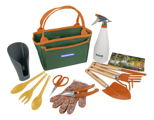 Kit Jardineria Con Bolso Porta Herramienta 13 Pz Tramontina