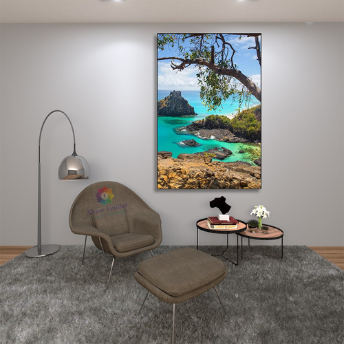 Quadro Decorativo Sala Ilha Fernando Noronha Grande Moldura