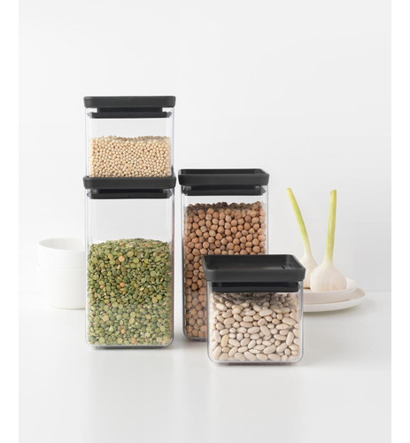 Juego De 4 Contenedores Cuadrados Tasty+ Dark Grey