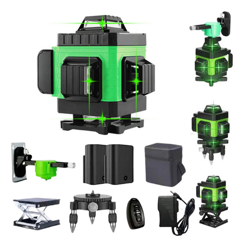 Nível Laser 16 Linhas 4d 360° Com 2 Baterias+ Controle+ Base