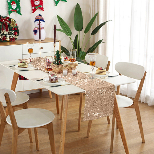 Caminos De Mesa Ke0a Con Lentejuelas Doradas Rosadas Brillan