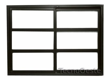 Ventana Aluminio Negro Vidrio Repartido Horizontal 200x110