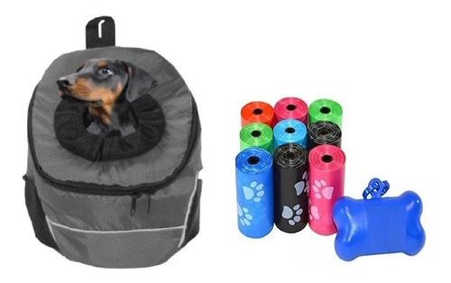 Mochila Tipo Morral + 300 Bolsas + Dipensador Para Mascotas