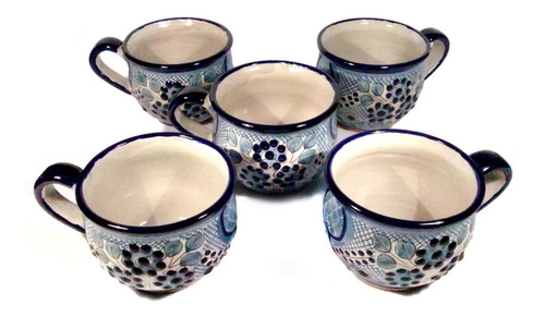 5 Tazas Para Café Talavera Poblana Barroca 350ml Flores #8