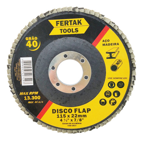 Disco De Lixa Flap Disc 4.1/2 Fertak Grão 40 - 10 Unidades