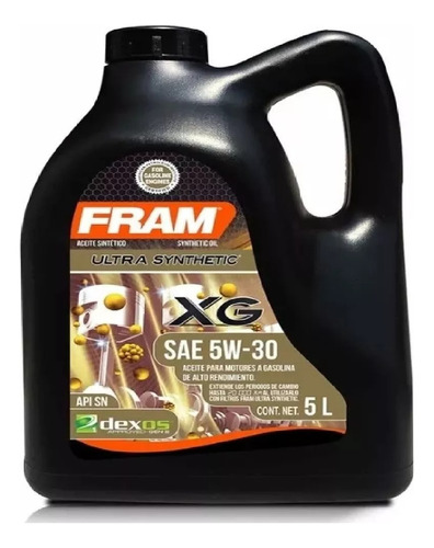 Aceite Fram Sintetico Dexos 5w30 Api Sn Garrafa 5 Litros