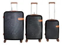 Comprar Set Valijas Rigidas Para Viaje Con Ruedas Giratorias 360 Grados, Fuelle Extensible Y Candado Empotrado - Kit Valijas Rigidas Color Negra Con Detalles Simil Cuero - Valijas 28''+24''+20'' - Baide Ma4-a