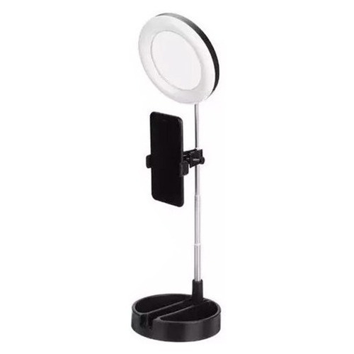 Imagen 1 de 3 de Aro Led Con Espejo Para Maquillaje Con Soporte Para Teléfono