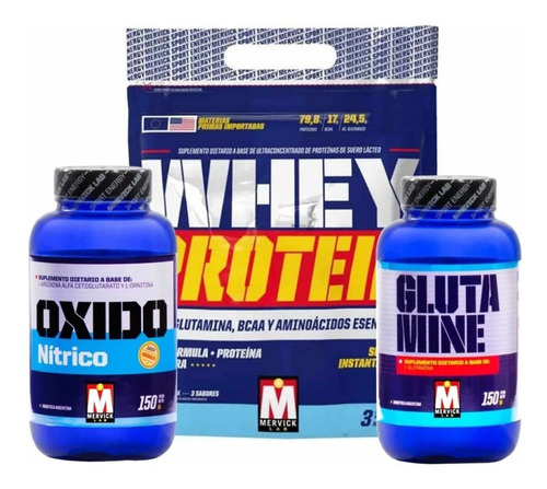 Proteína Whey Protein 3 Kg Mervick Óxido Nítrico + Glutamina