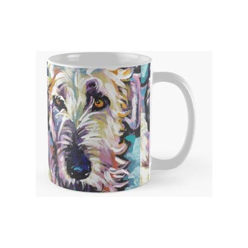 Taza Irish Wolfhound Dog Arte Pop Colorido Brillante Calidad