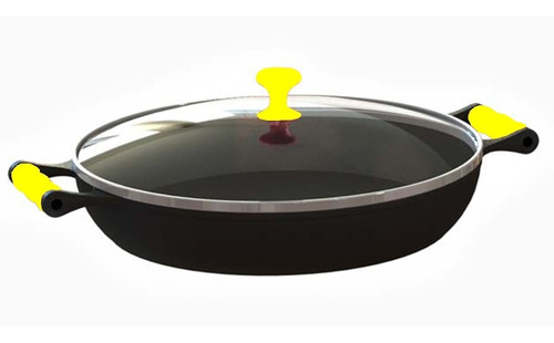 Frigideira Paella Com Alças De Silicone Amarelo 36 Cm