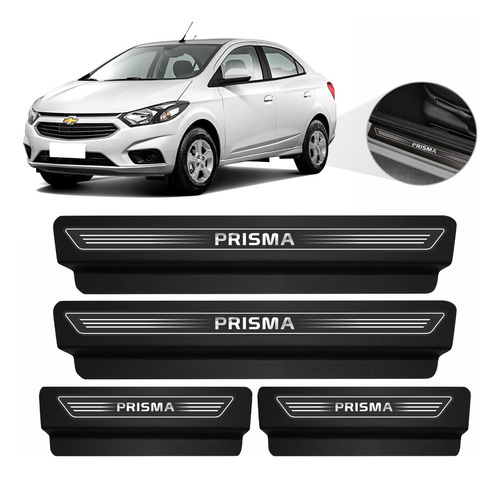 Soleira De Porta Protetora Chevrolet Prisma Kit Preto 8pç