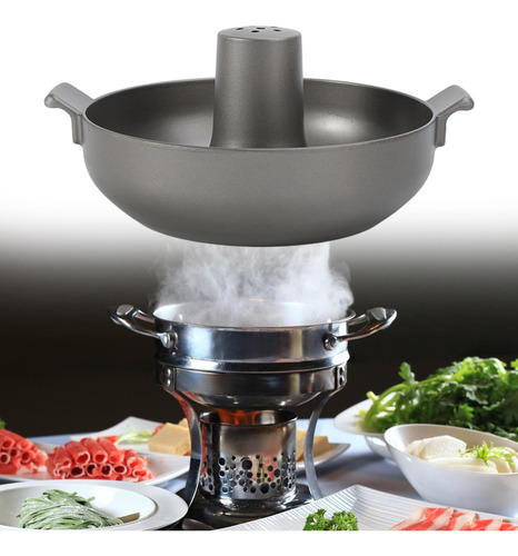Beijing Cordero Hotpot Aluminio Sopa Tradicional Olla Gris