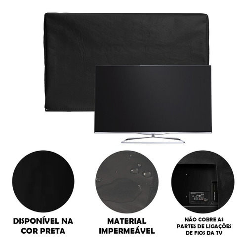 Capa Para Tv Smart Led Lcd 80 A 85 Polegadas Impermeável Cor Preto
