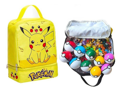 Pokémon Bolsa Pikachu + 144 Figuras+ 10 Piezas Pokebola