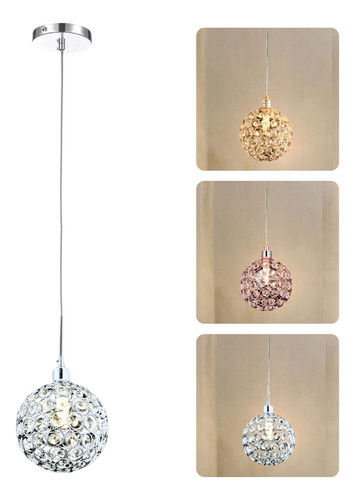 Pendente Luminária Cristal Metal Quarto Cozinha Banheiro Estrutura Prateado 110v/220v