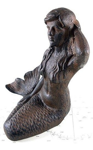 Figura De Jardin De Sirena De Hierro Fundido Md