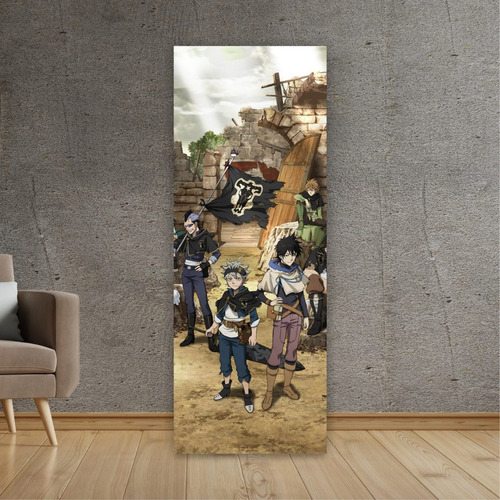 Imagen 3 de 6 de Cuadro Grande De Anime Black Clover Toros Negros 30x80cm
