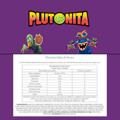 Chiclete Baba de Bruxa Plutonita Caixa 200g