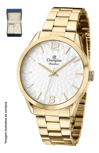 Relógio Champion Feminino Cn24708w Dourado + Semijoia