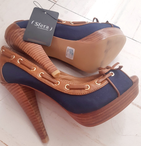 Zapatilla Marca: Sfera Color Azul Marino&miel Con Etiqueta 