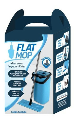 Imagem 2 de 5 de Kit Mop Flat Tira Pó + Balde Espremedor Ideal