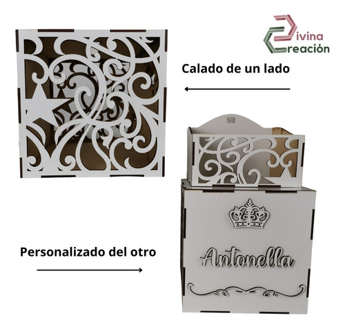Buzón Blanco Personalizado Caja Dinero Sobres Recuerdo Mdf