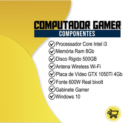 Pc Gamer Hector I3 4°geração Gtx 1050 8gb Hd 500gb Wi-fi