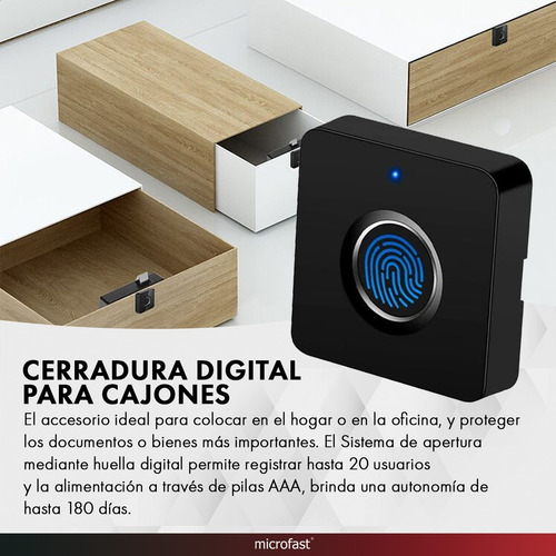 Imagen 2 de 10 de Cerradura Digital Para Muebles Huella Digital Cajón Gabinete