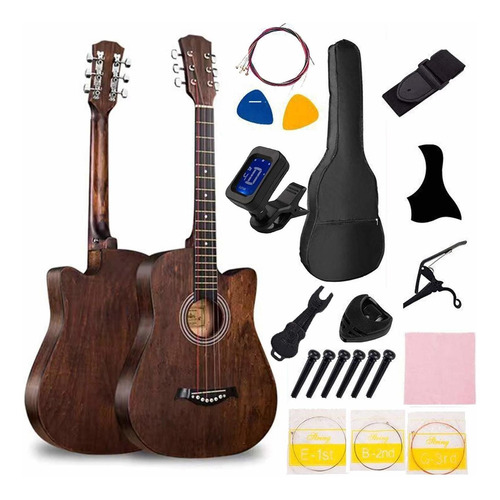 Kit Iniciacion Para Guitarra Acustica Clasica Color Marron