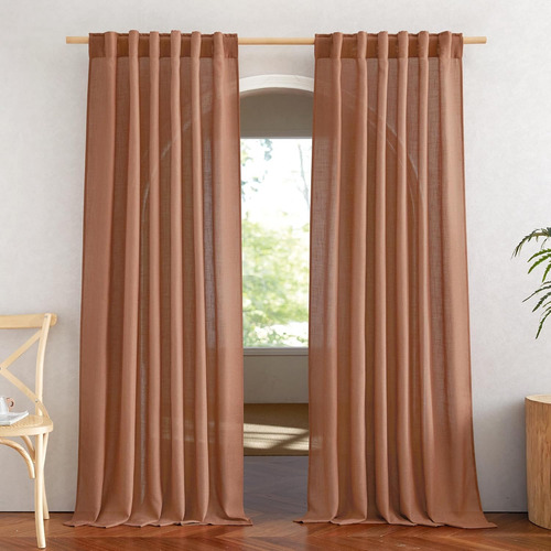 Nicetown Cortinas Y Cortinas De Lino Caramelo Y Cortinas Con