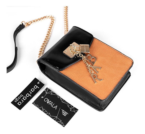Imagen 2 de 5 de Cartera Bandolera Portacelular Mujer Barbara Combinada Dijes