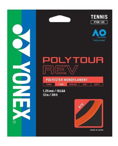 Cuerda De Tenis Yonex Polytour Rev 16l / 1.25mm Orange 12 Mt