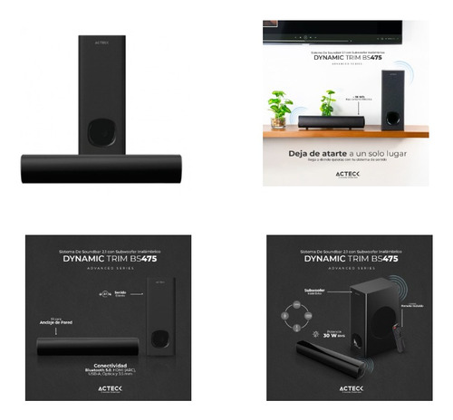 Sistema De Soundbar 2.1 Con Subwoofer Inalámbrico Bs475