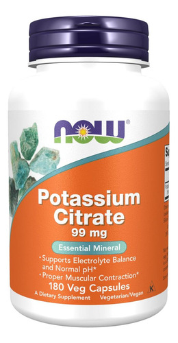Now Foods Supplements, Citrato De Potássio 99 Mg, Suporta Eq