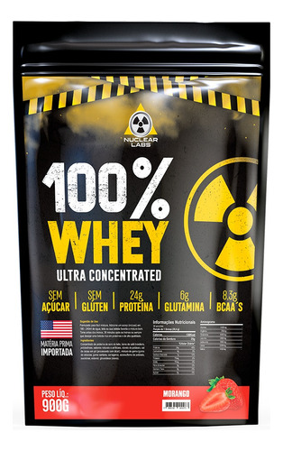 Whey Protein 100% Ultra Concentrado 900g Urgente Hoje Sabor Morango