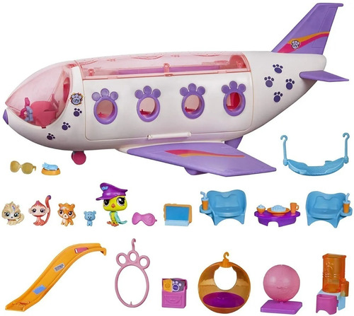 Littlest Pet Shop Pet Jet Avion Incluye Mascotas Accesorios