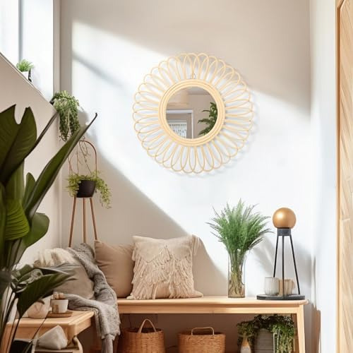 Espejo De Pared Decorativo De 16 Pulgadas En Madera Rústica,
