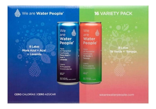 Water People Gasificada 355 Ml Mora Azul Y Te Verde 16 Latas