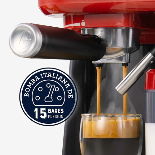 Imagen 2 de 6 de Cafetera Para Espresso Oster Bvstem5501r Rojo