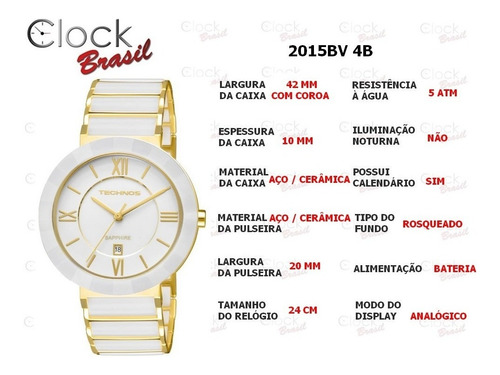 Imagem 7 de 10 de Relógio Technos Feminino Elegance Ceramic 2015bv 4b