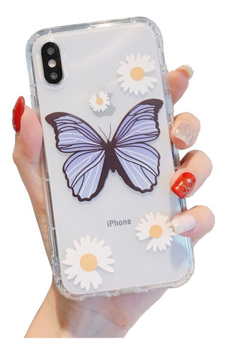 Funda Compatible iPhone X Xs Xr 11 12 Pro Max Tpu Mariposa