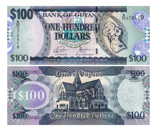 Grr-billete De Guyana 100 Dollars 2005 - 2012