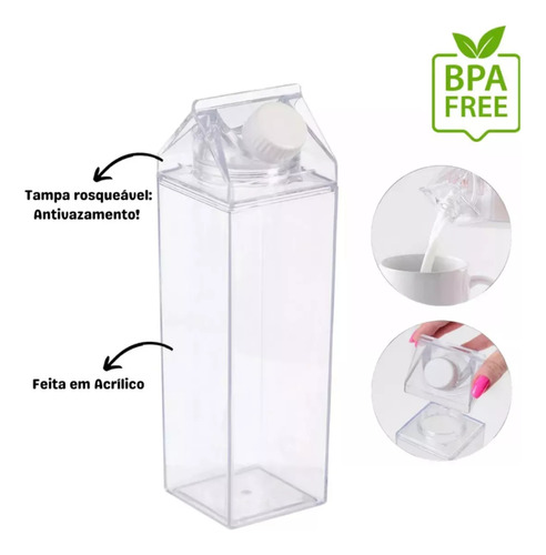 Botella De Plástico Acrílico De 1 Litro, Agua, Jugo, Leche,
