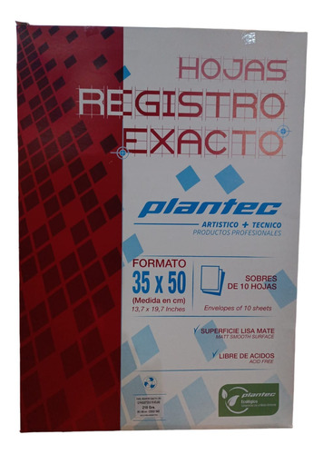 Papel Registro Exacto 210gr 35x50 Plantec Pack X10hojas