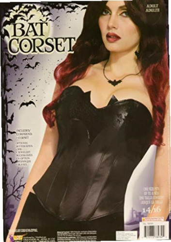 Forum Novelties Bat-corset-std, Color Negro, Estándar